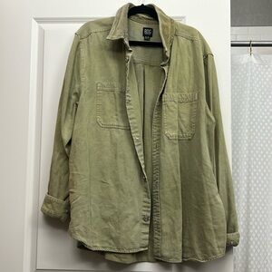 Green button up jacket from urban outfitters